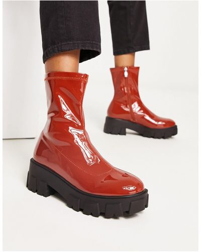 Raid – tackle – ankle-boots aus hellem vinyl mit profilsohle - Rot