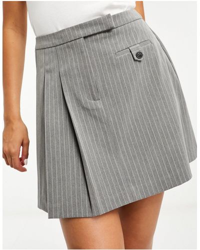 Miss Selfridge Pleated Skirt Mini - Gray