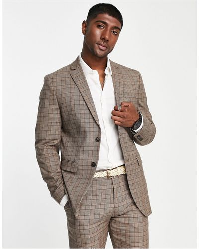 SELECTED Slim Fit Suit Jacket - Brown