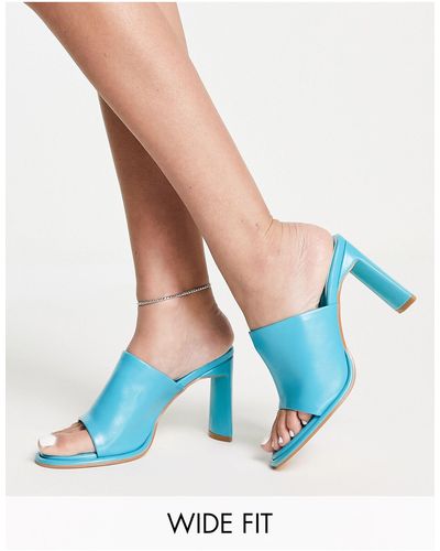TOPSHOP Wide Fit Rianna Unlined Round Toe Mules - Blue