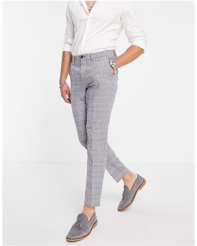 SELECTED Slim Tapered Linen Blend Suit Pants - Blue