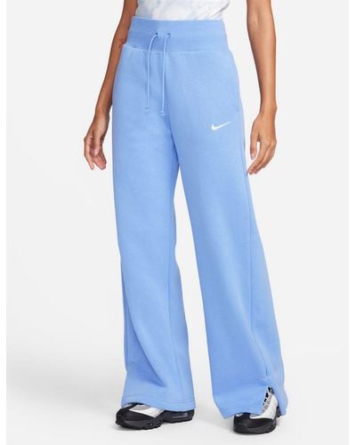 Nike Phoenix Fleece High Rise Wide Leg Sweatpants - Blue