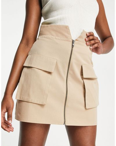 ASOS Zip Through Utility Mini Skirt - Natural