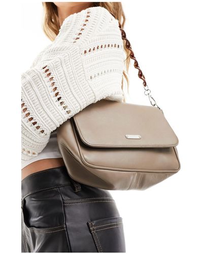Muubaa Leather Shoulder Bag With Resin Handle - Natural