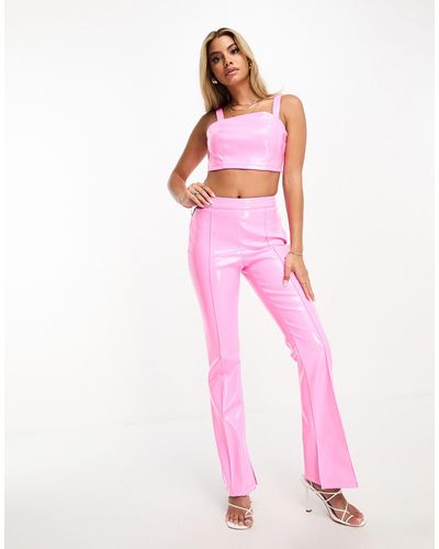 Something New X Flamefaire Vinyl Flared Trouser Co-ord - Pink