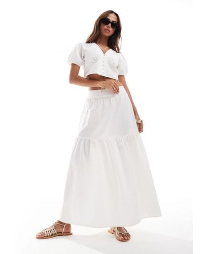 Vero Moda Tiered Maxi Skirt Co-ord - White
