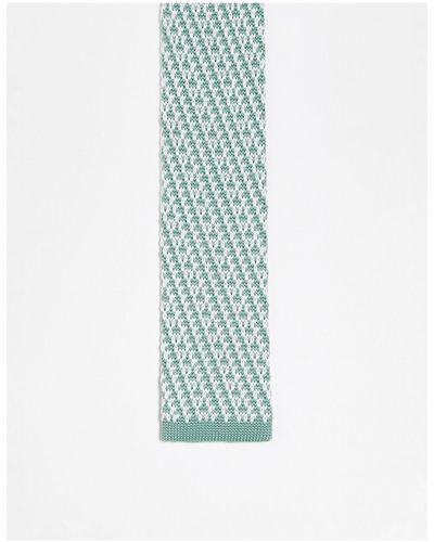 ASOS Cravate en maille - sauge et blanc - Bleu