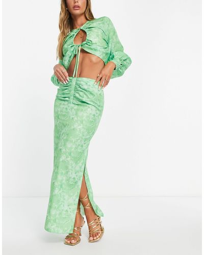 Pretty Lavish Ruched Midaxi Skirt Co-ord - Green