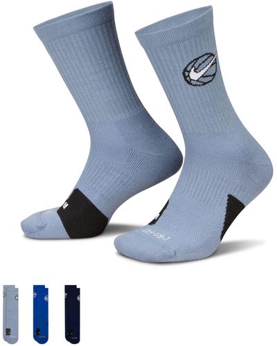 Nike Football Nike basketball - everyday - confezione da 3 paia di calzini grigi, blu e grigio scuro