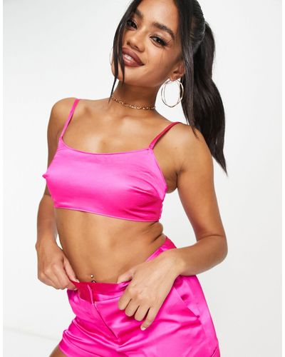 AsYou Tailored Satin Crop Top Co-ord - Pink