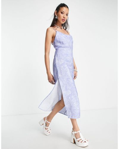 Envii Midi Cami-jurk Met E Marmerprint - Blauw