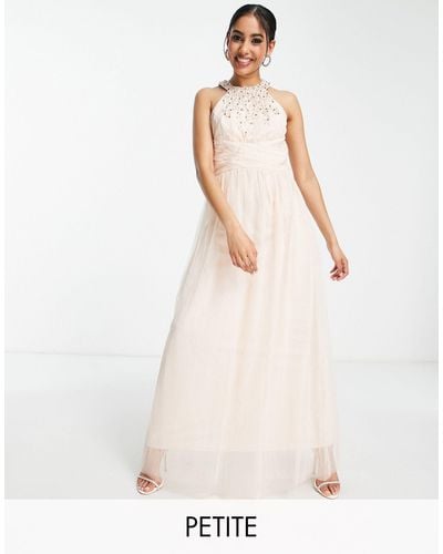 Little Mistress Bridesmaid Embellished Maxi Dress - Pink