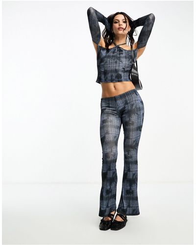 Collusion Check Printed Co-ord Flares - Blue