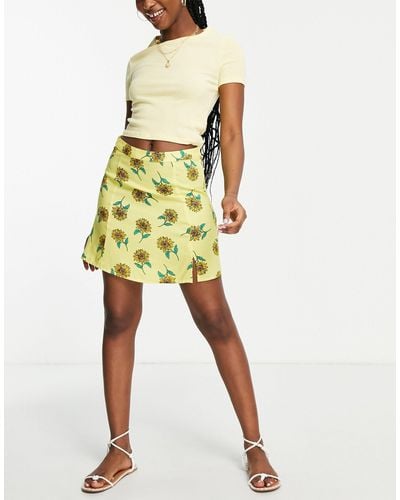 Miss Selfridge Split Hem Mini Skirt - Yellow