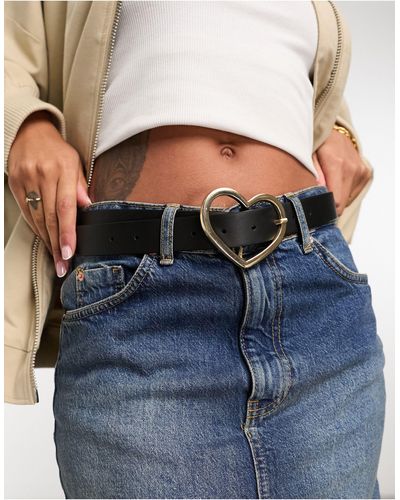 ASOS Cintura per jeans per vita e fianchi con fibbia a cuore - Blu