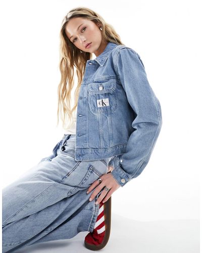 Calvin Klein Cropped Jeansjacke im Neunzigerjahre-Look - Blau