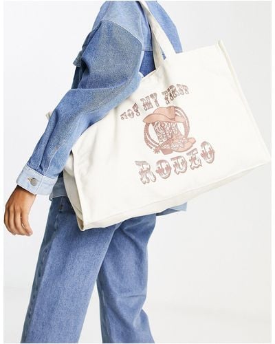 Daisy Street Tote Met 'not My First Rodeo'-print - Blauw