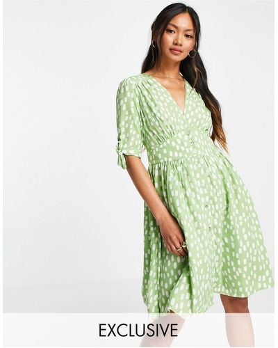 Vero Moda Exclusive Mini Tea Dress - Green