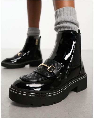 River Island Quilted Loafer Boot - Black