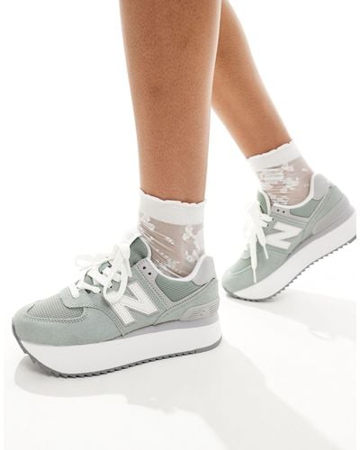 New Balance 574+ Platform Sneakers - White