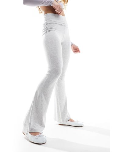 Miss Selfridge Low Rise Deep Fold Over Waistband Flare legging - White