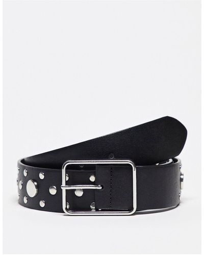 ASOS Waist And Hip Jeans Belt With Studding And Square Buckle - White