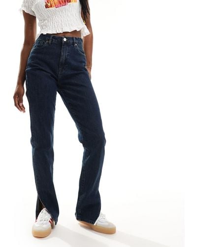 Blank NYC Straight Leg Jeans With Split Hem - Blue