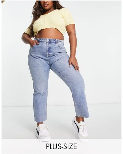 Simply Be Cropped Straight Leg Jeans With Raw Hem - Blue