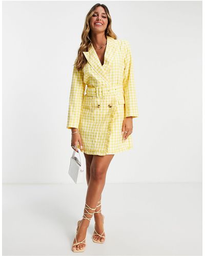 Y.A.S Gingham Midi Dress With Belt Detail - Yellow
