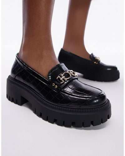 TOPSHOP Wide Fit Lacey Chunky Loafer - Black