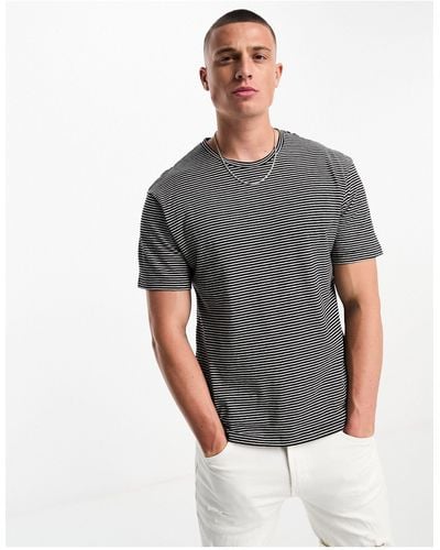 Jack & Jones Premium Linen Mix Stripe T-shirt - Grey