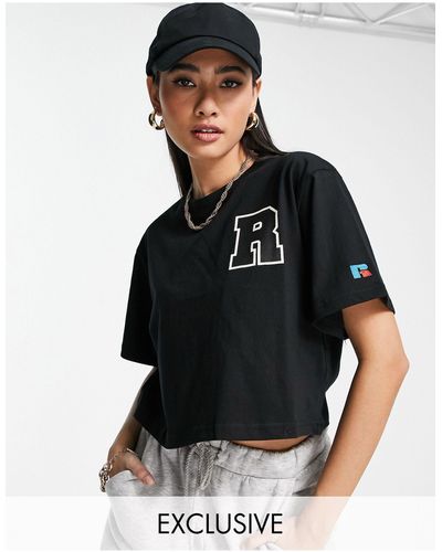 Russell Cropped Short Sleeve T-shirt - Black