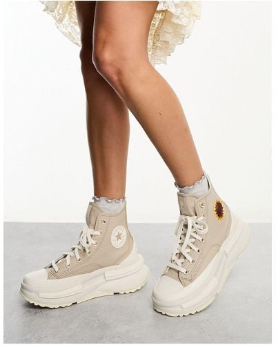 Converse Run star legacy cx - sneakers grigie con girasole all'uncinetto - Bianco