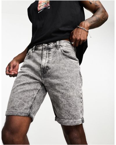 Lee Jeans 5 Pocket Straight Denim Shorts - Grey