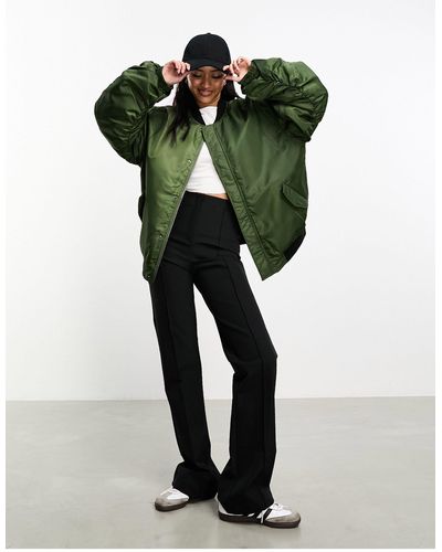 Object Ultimate Ruched Sleeve Bomber Jacket - Green