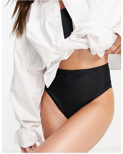 New Look – e bikinihose mit hohem beinausschnitt und hohem bund - Schwarz