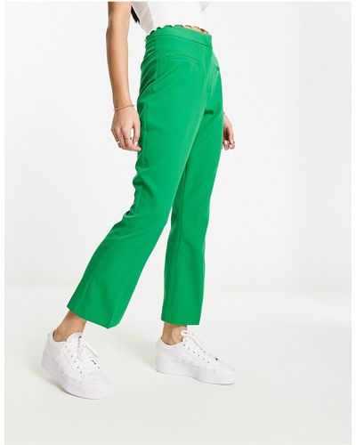 Miss Selfridge Cropped Flare Trousers - Green