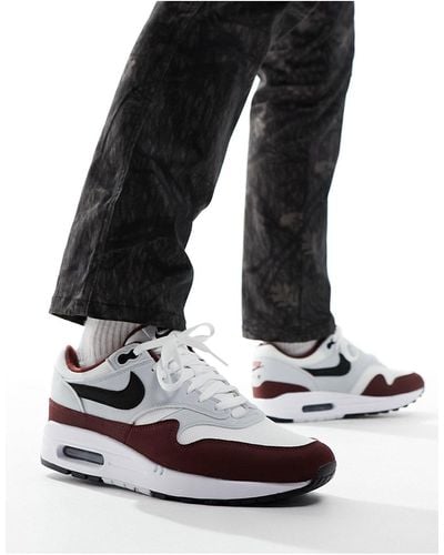 Nike Air max 1 - sneakers bianche e rosso scuro - Nero