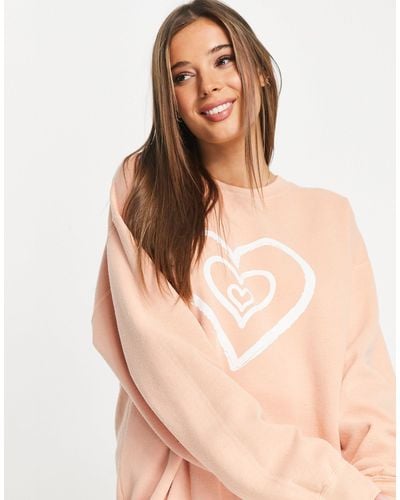 Miss Selfridge Heart Sweatshirt - Natural