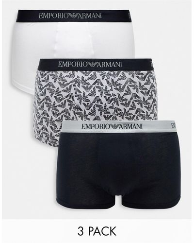 Emporio Armani Bodywear Logo 3 Pack Trunks - White