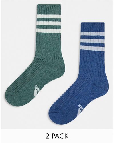 adidas Originals Adidas - Training - Set Van 2 Paar Sokken Met 3-stripes - Blauw