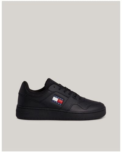 Tommy Hilfiger Leather Basketball Trainers - Black