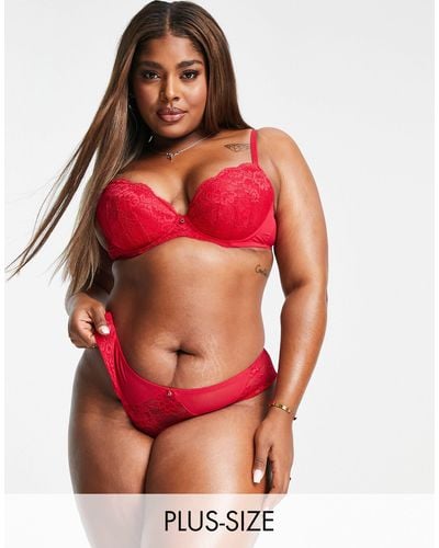 Ann Summers Curve Sexy Lace Planet Nylon Blend Brazilian Brief - Red