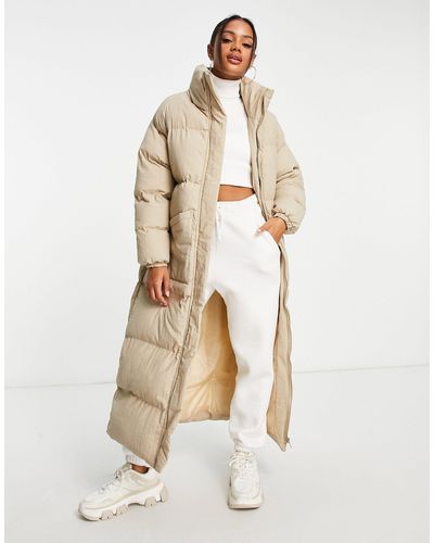 I Saw It First Stone Longline Puffer Coat - Natural