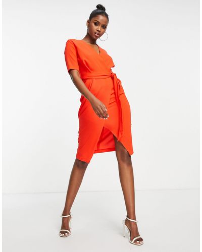 Closet Midi-jurk Met Overslag - Oranje