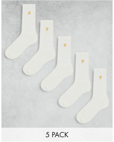 Farah Confezione da 5 paia di calzini bianchi - Bianco