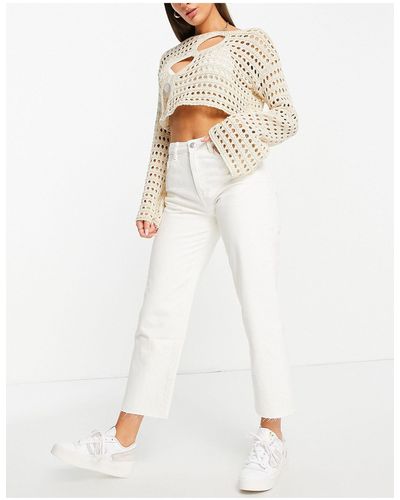 Pull&Bear Cropped Rechte Jeans - Wit