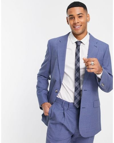 Noak Premium Wool-rich Skinny Suit Jacket - Blue
