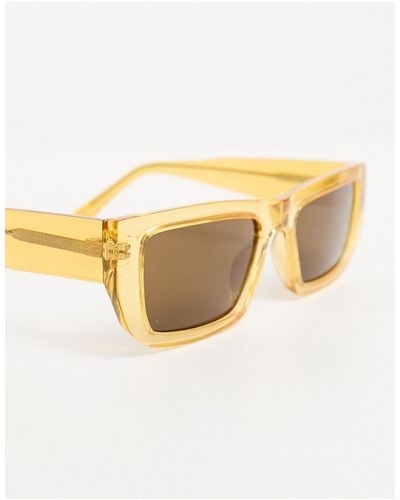 A.Kjærbede Fame - occhiali da sole squadrati gialli trasparenti da festival - Marrone
