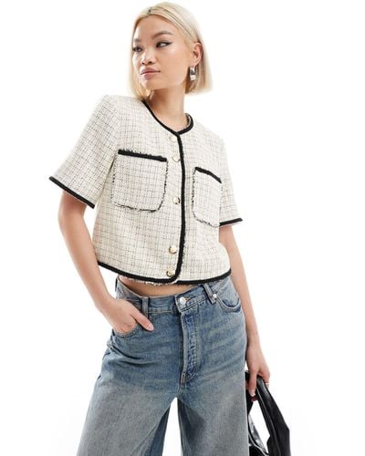 ASOS Short Sleeve Jacket With Tipping Detail - White